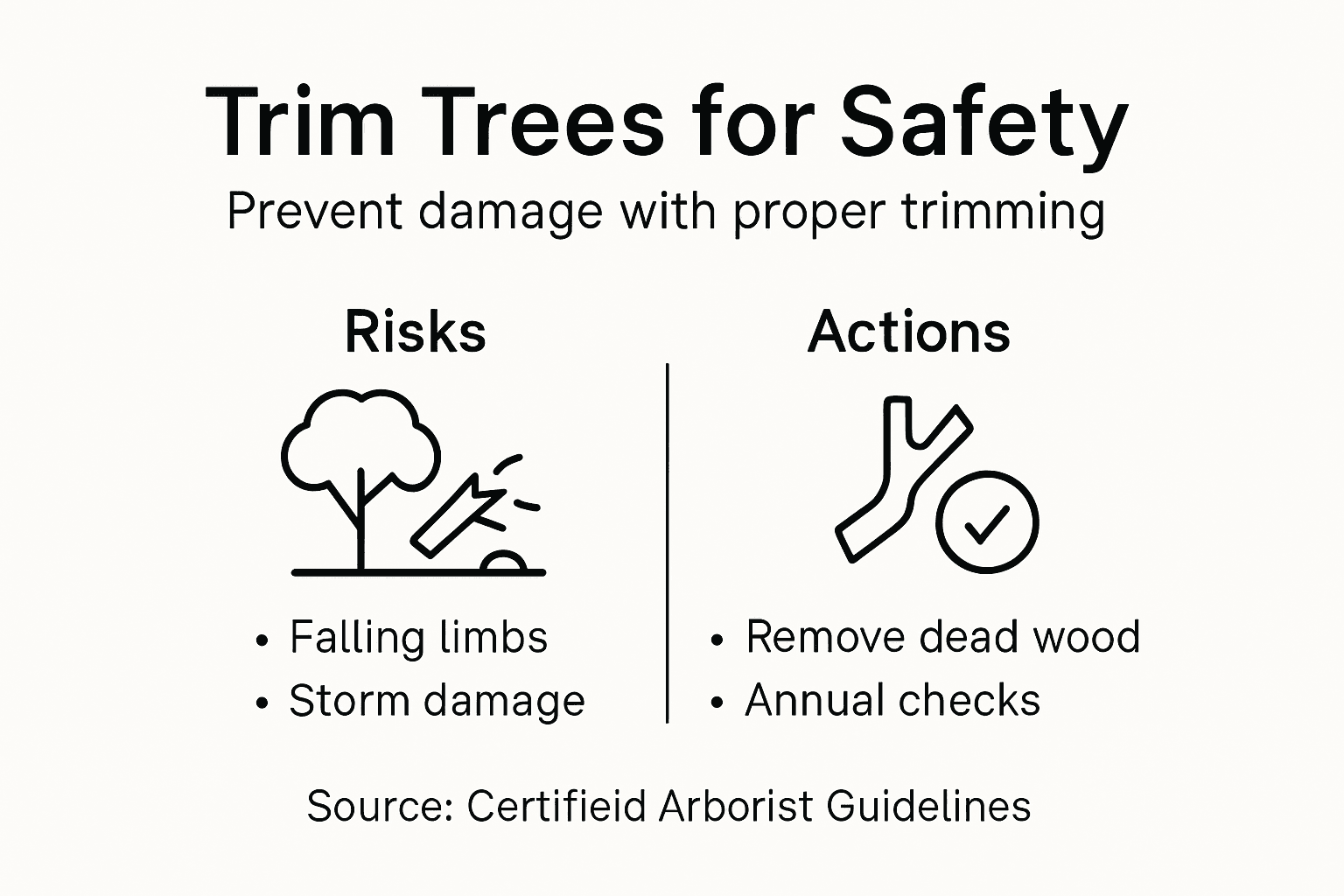 Infographic illustrating tree trimming safety steps