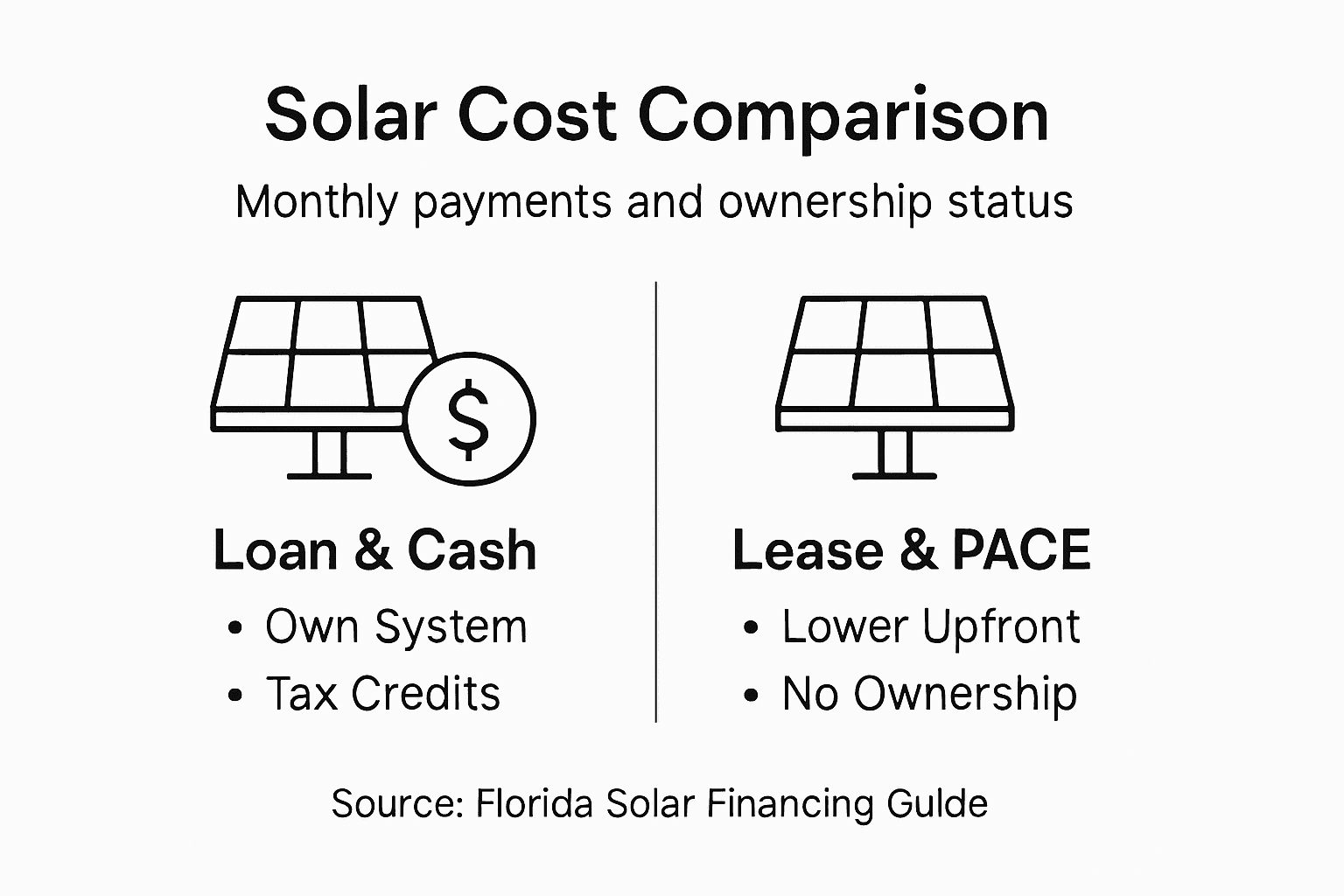 Solar Financing Options Explained: Maximize Savings in Florida 2 Infographic compares solar financing choices and costs