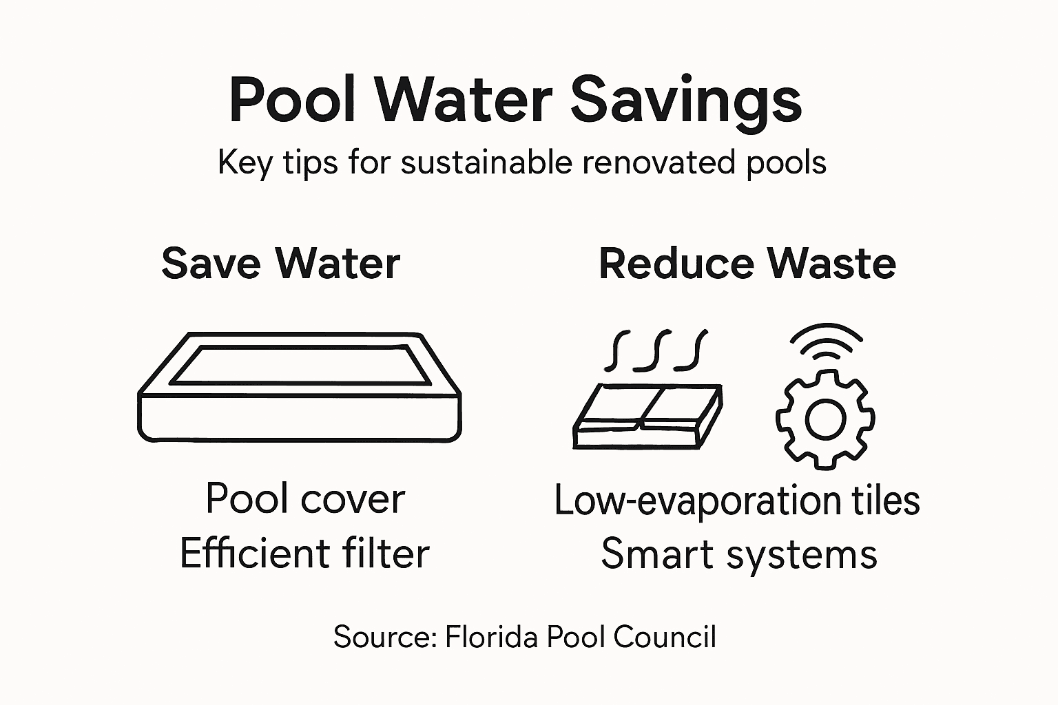 Infographic with water-saving pool renovation tips