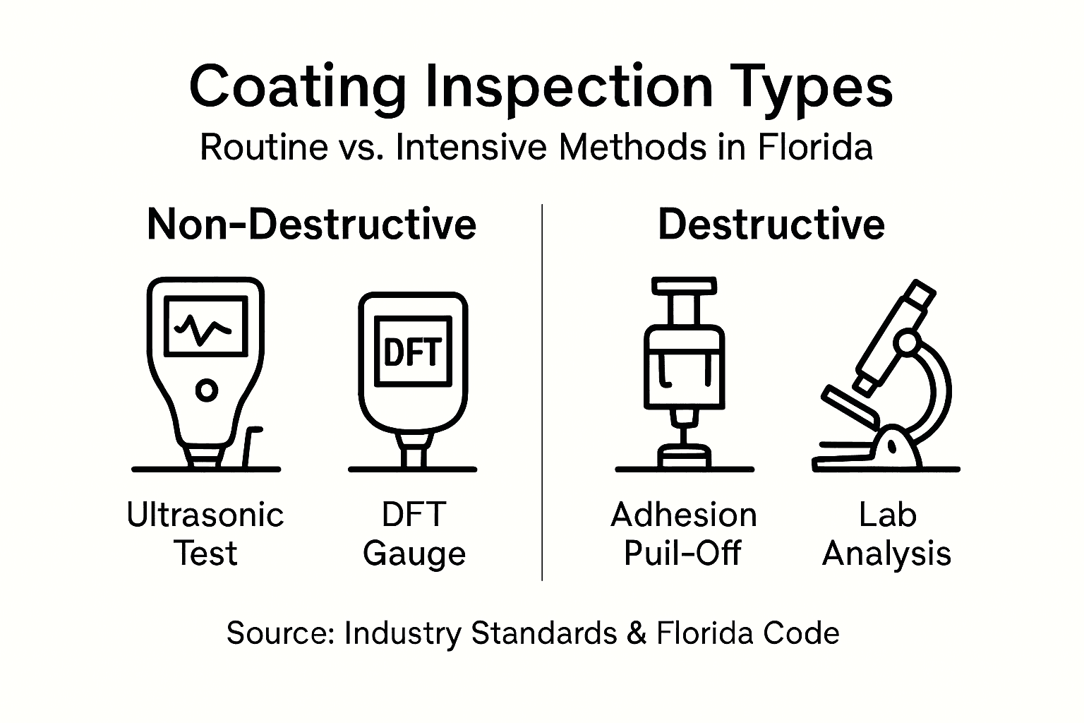 Infographic showing types of coating inspection methods