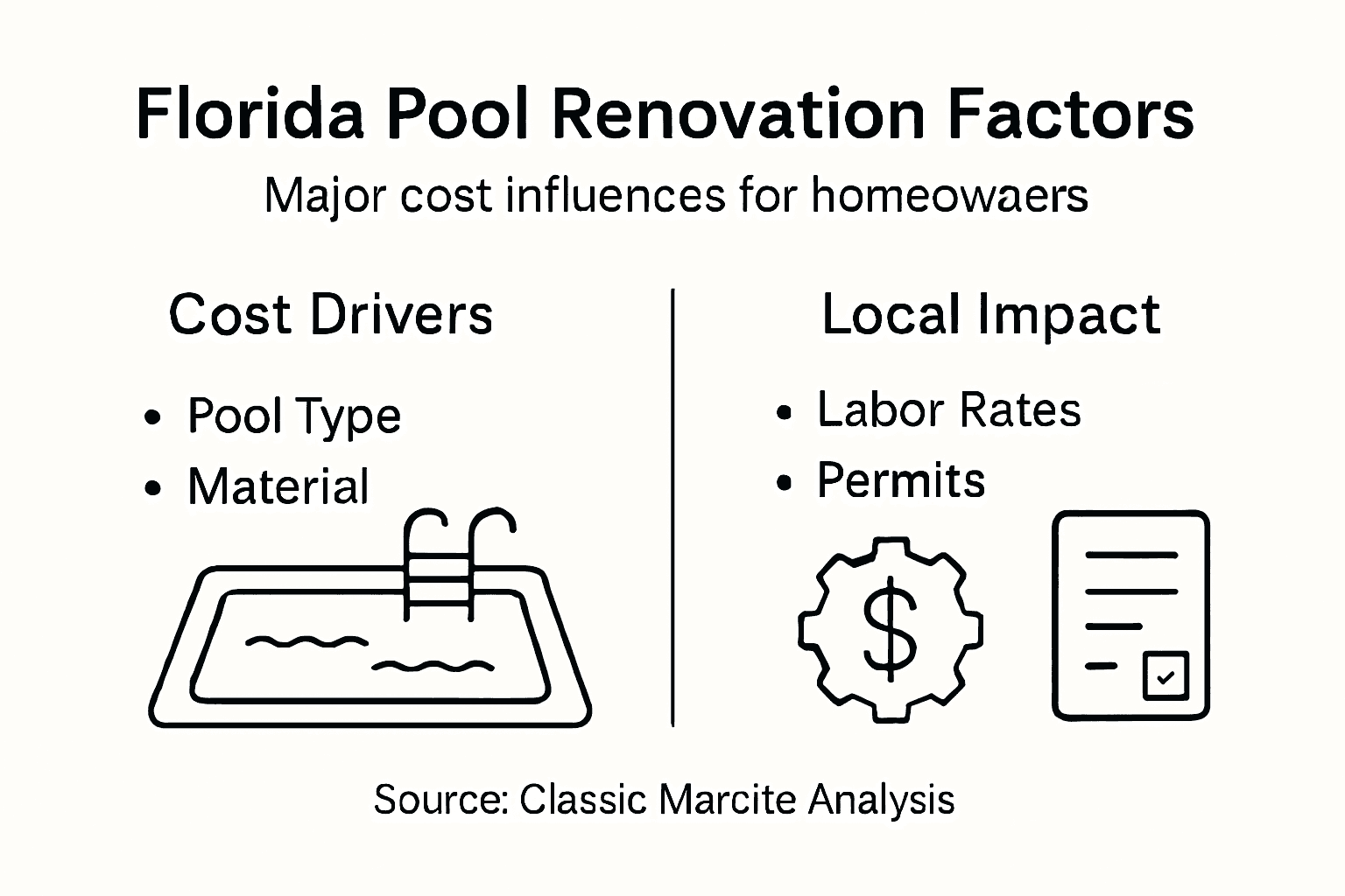 Infographic of Florida pool renovation cost factors