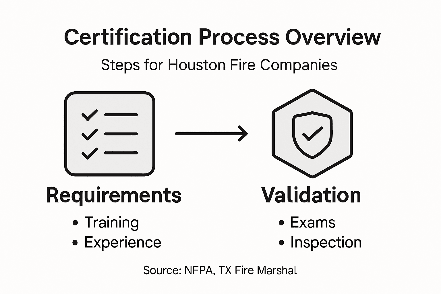 Infographic with fire certification steps and validation