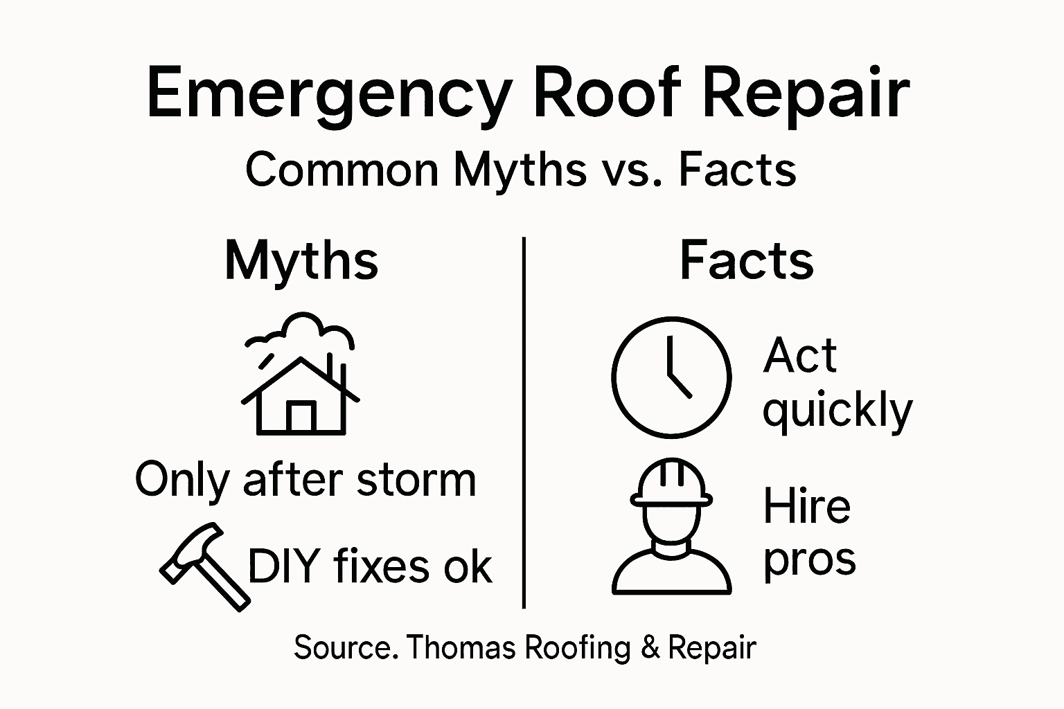 Infographic on myths and facts for emergency roof repair