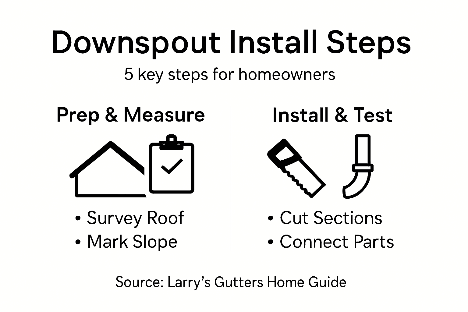 Infographic outlining downspout installation steps