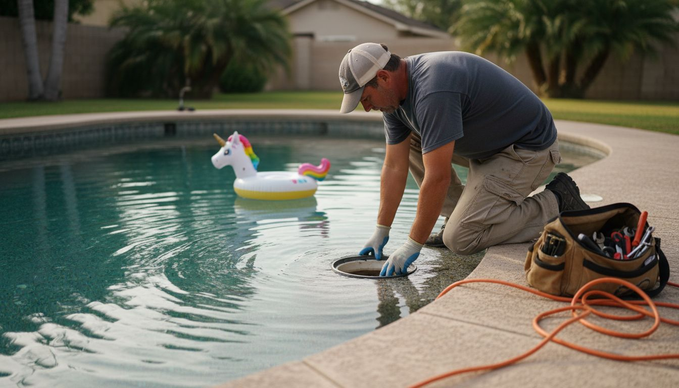 Technician upgrades pool with safety features