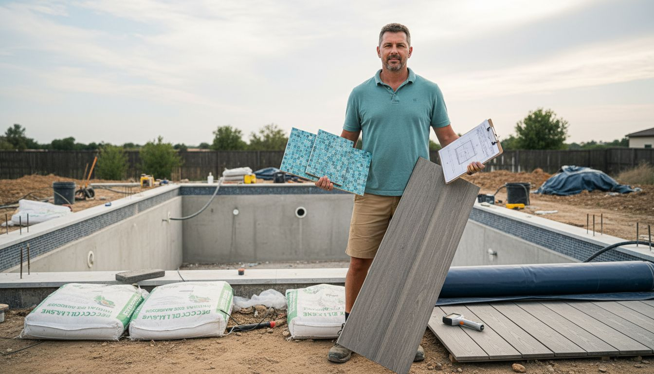 Eco-friendly pool materials on worksite