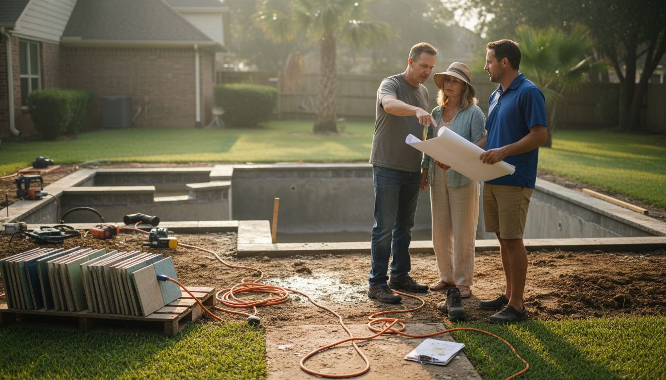 Designer reviews custom pool spa features