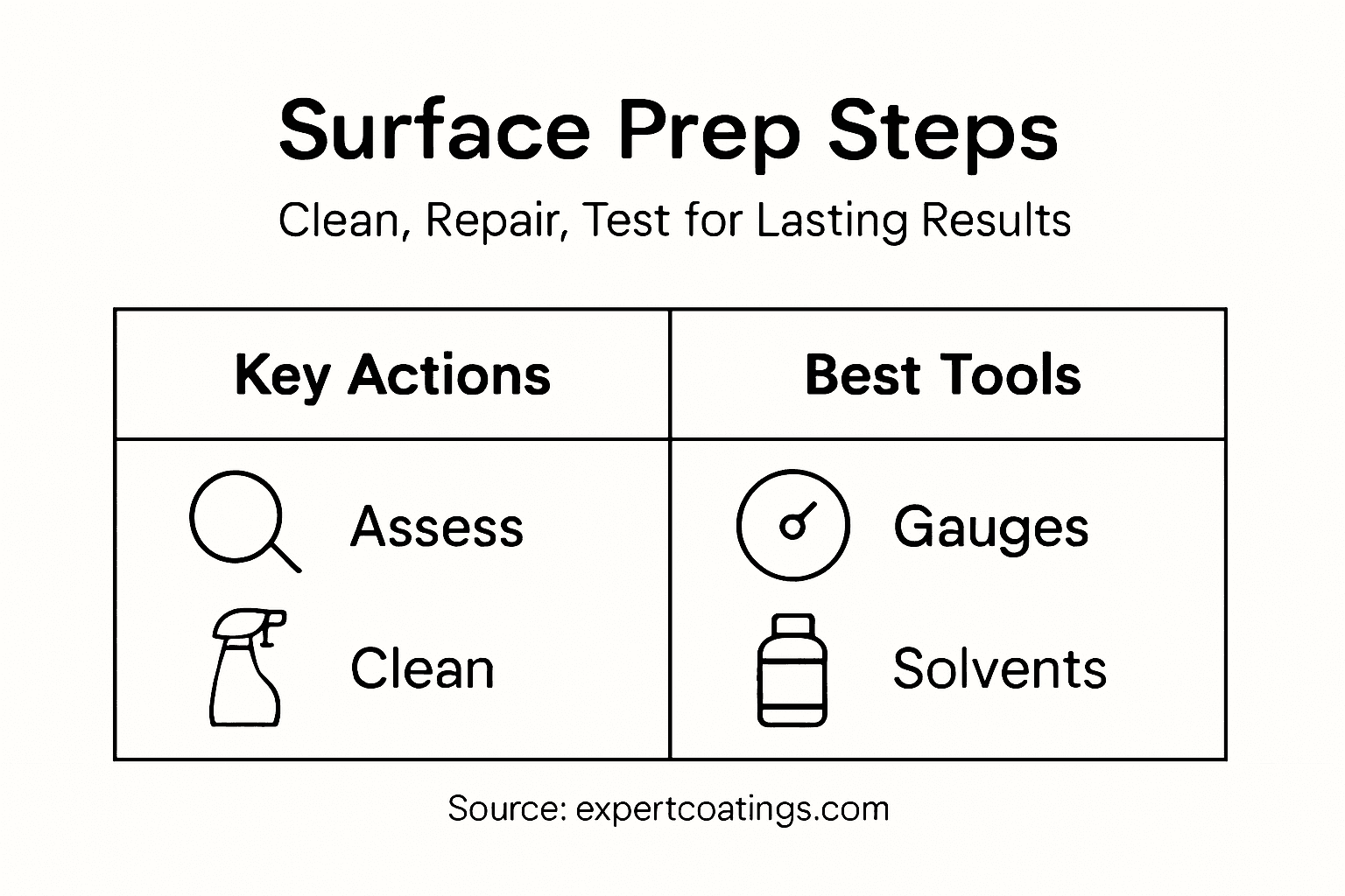 Infographic summarizing surface prep best practices