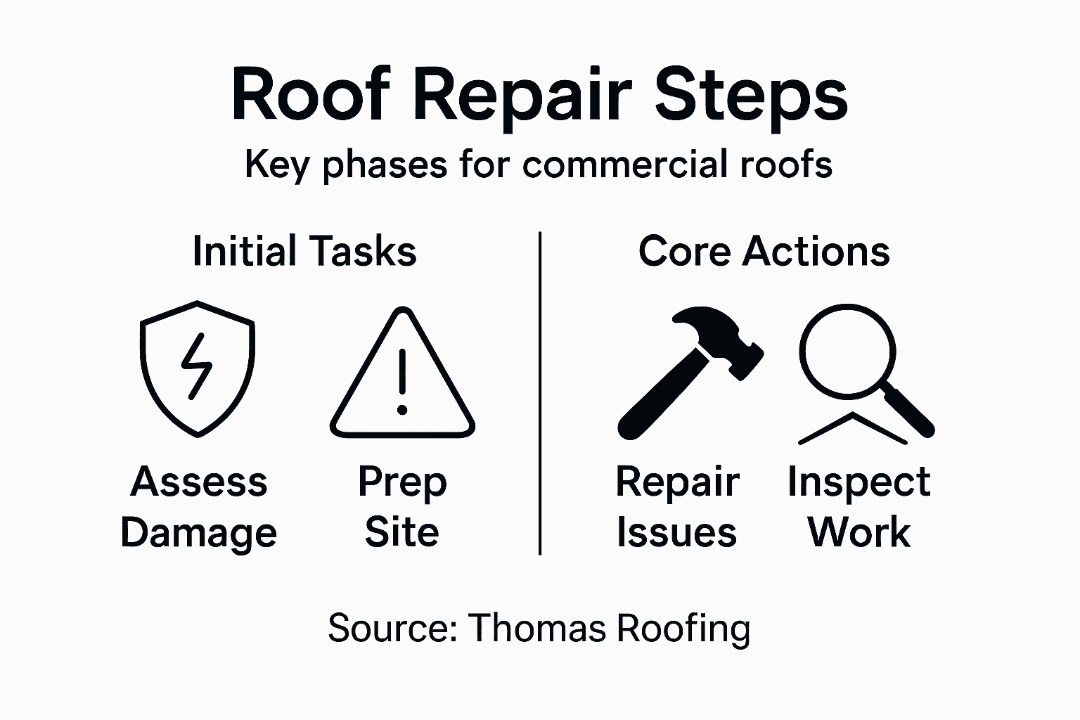 Infographic showing commercial roof repair workflow