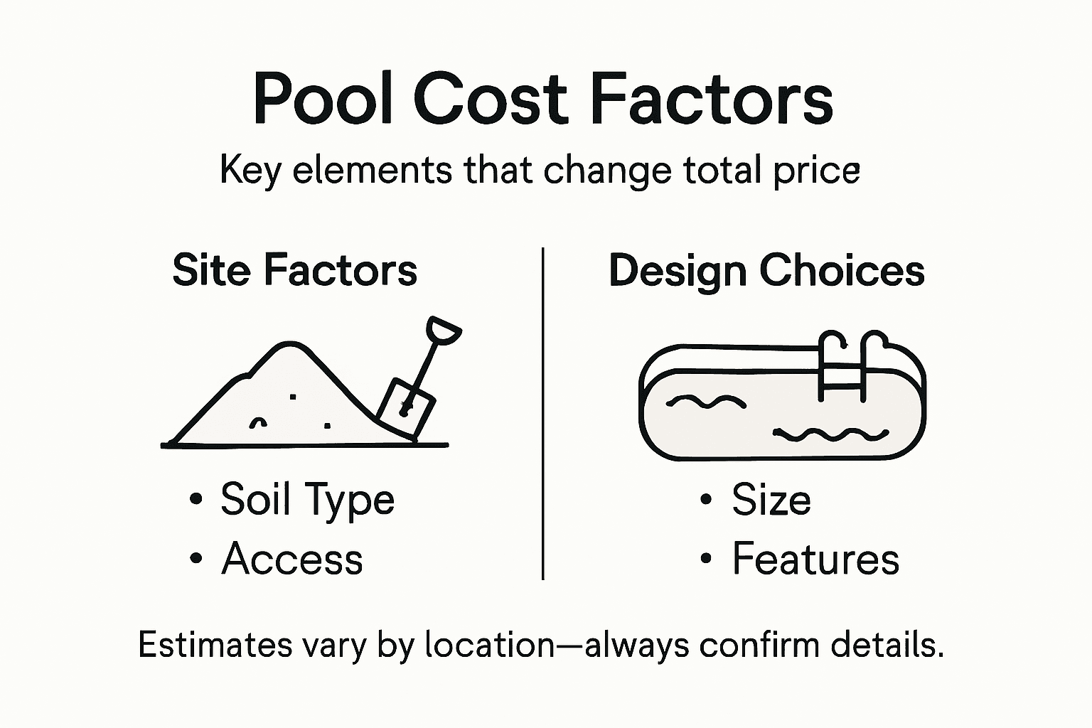 Infographic listing pool cost factors and design choices
