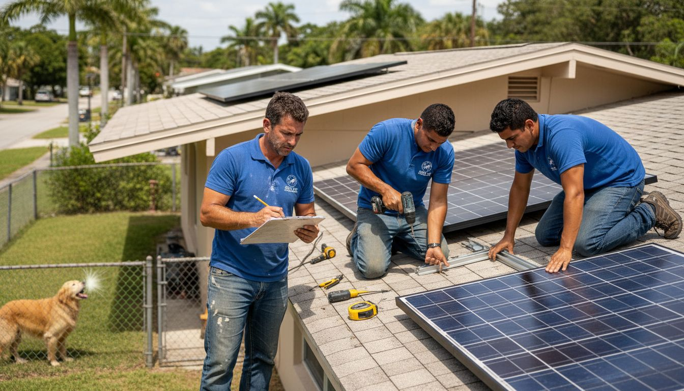 Why Invest in Solar Energy: Florida Home Impact 1 Installers working on solar panels in Florida