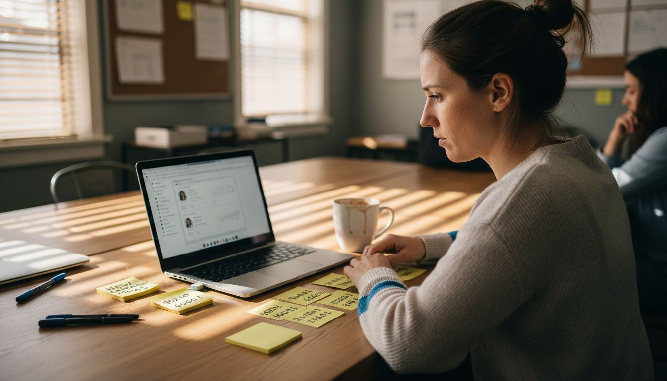 Marketing coordinator working on lead strategy