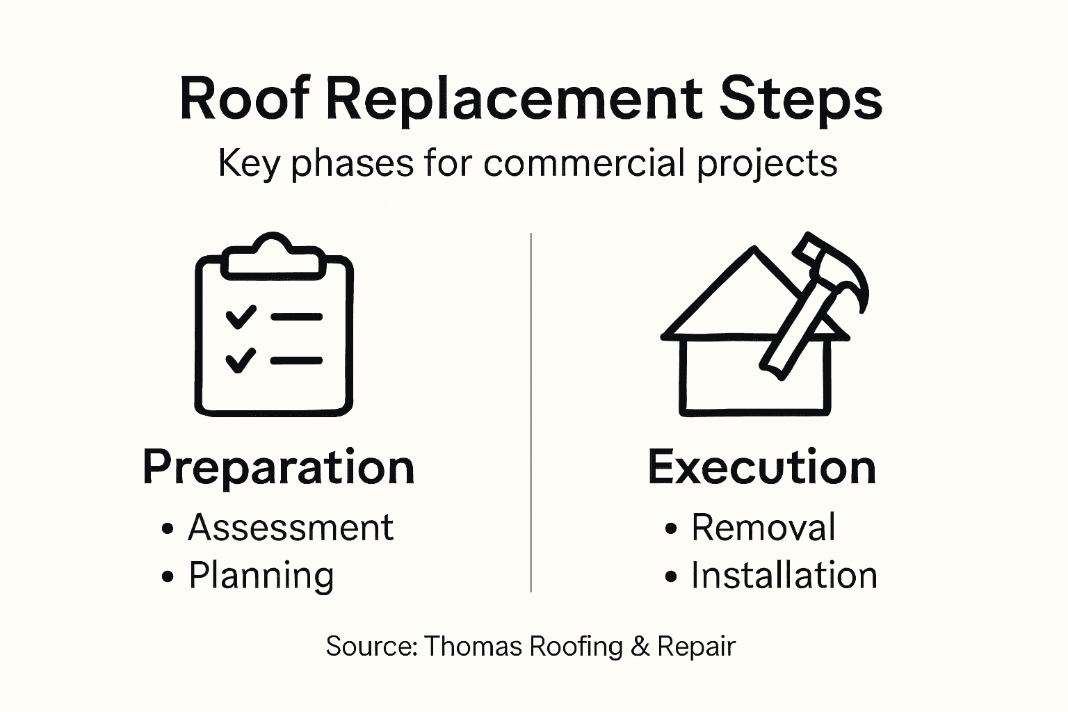 Infographic outlining roof replacement steps