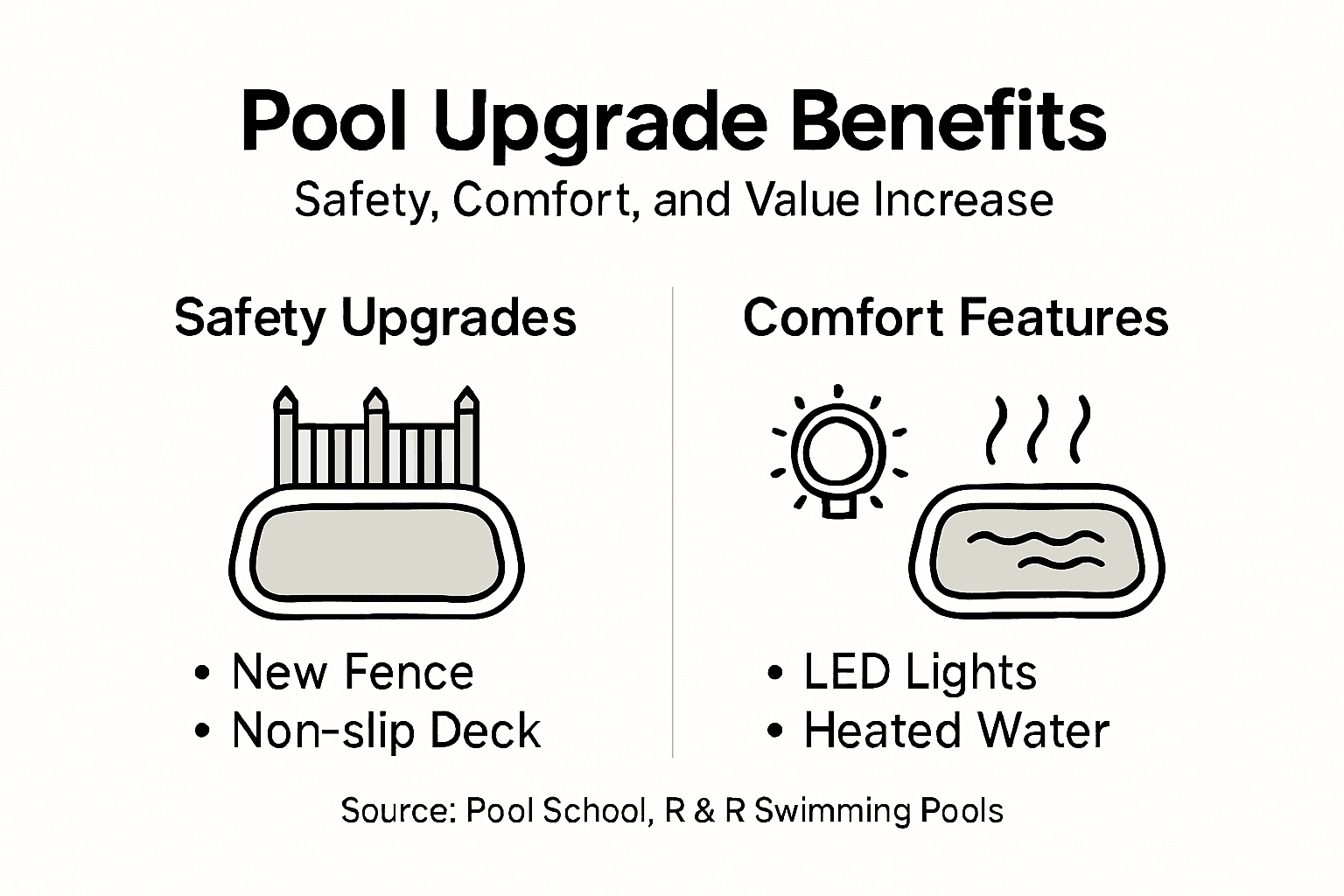 Infographic showing pool upgrade key benefits