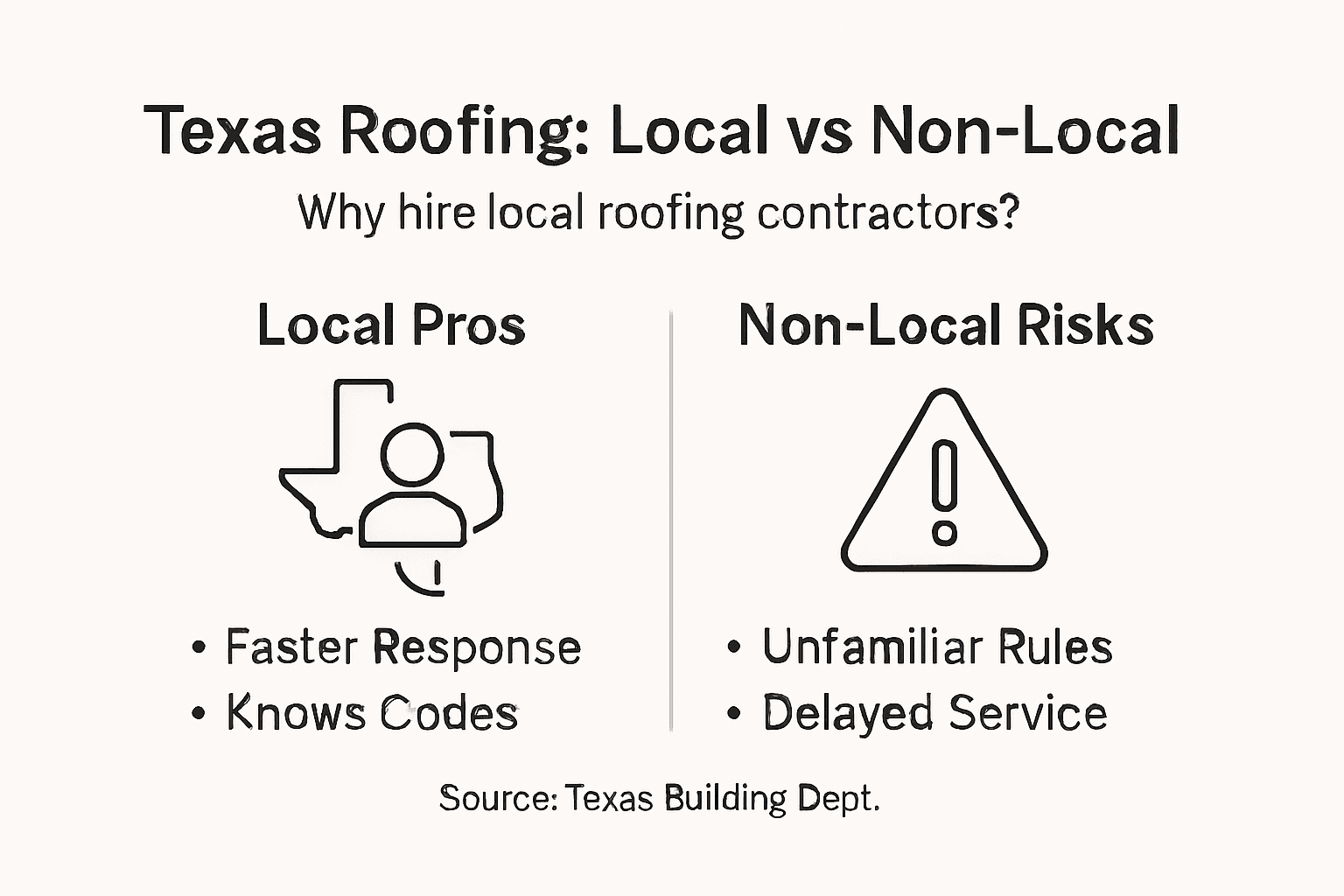 Infographic on Texas roofing local versus non-local