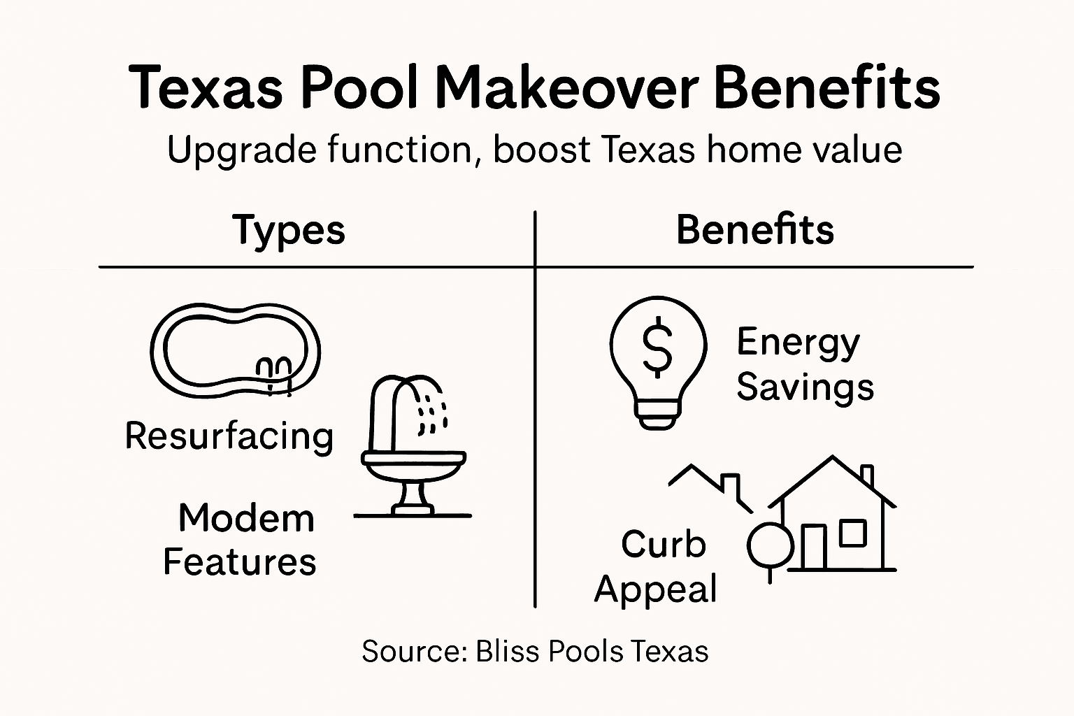 Infographic on key Texas pool makeover benefits