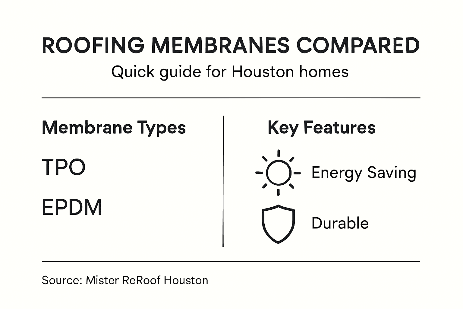 Infographic comparing membrane types and features