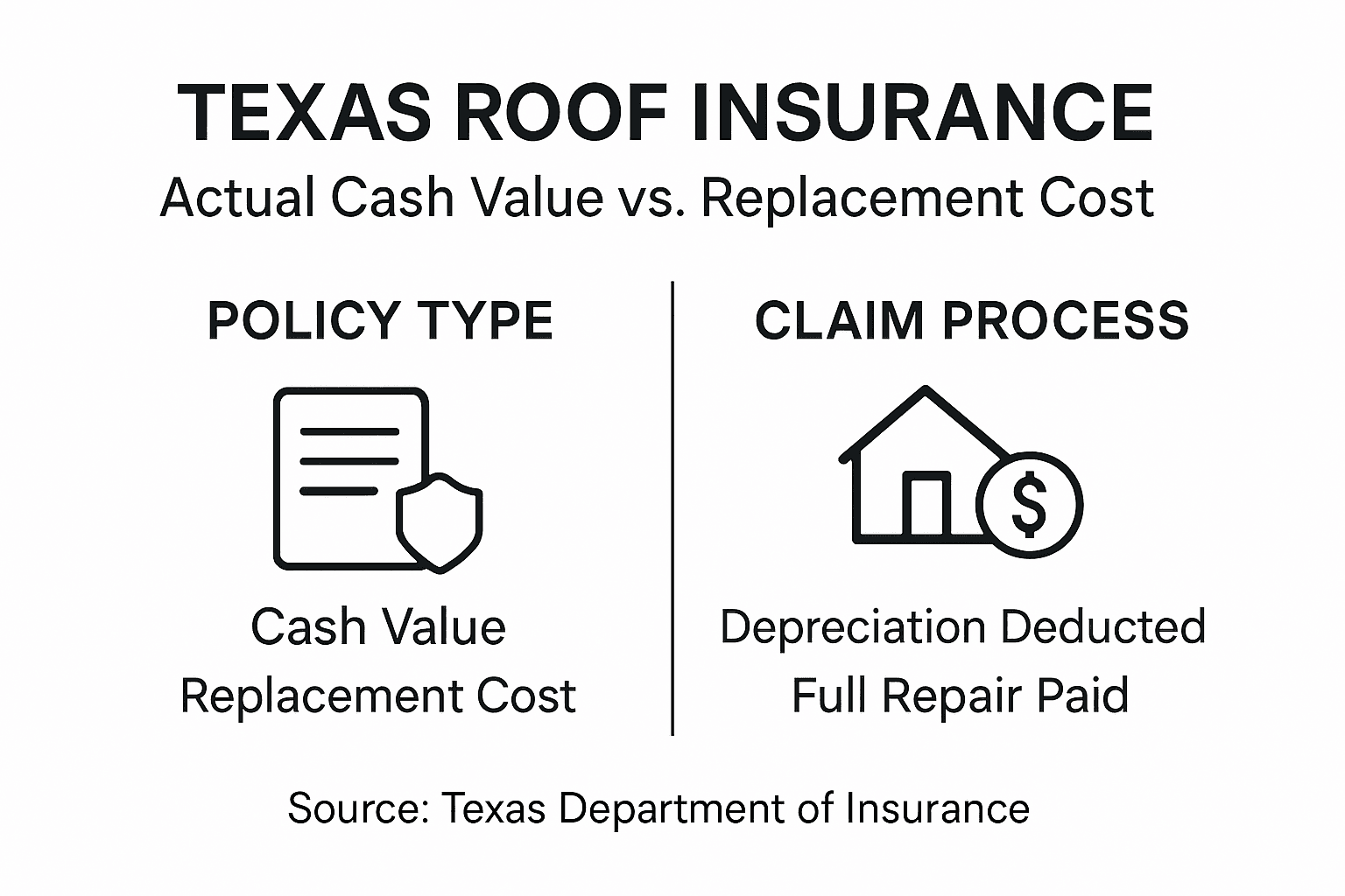 Infographic compares roof insurance claim types