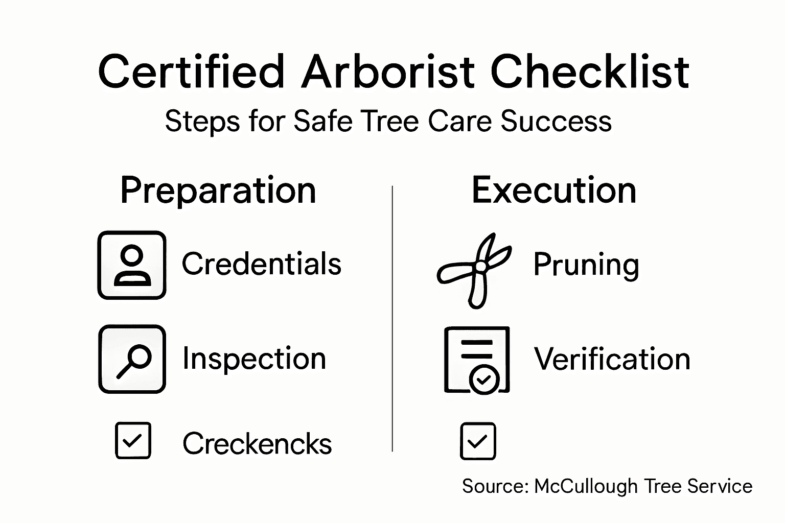 Infographic of safe arborist tree care steps