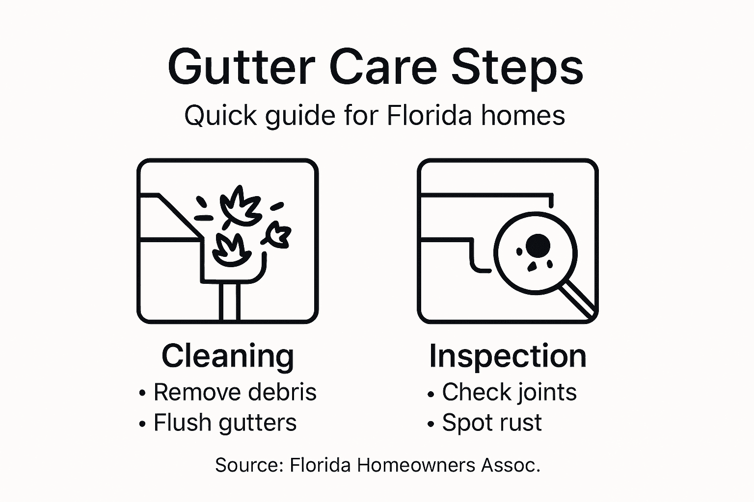 Infographic showing Florida gutter care steps