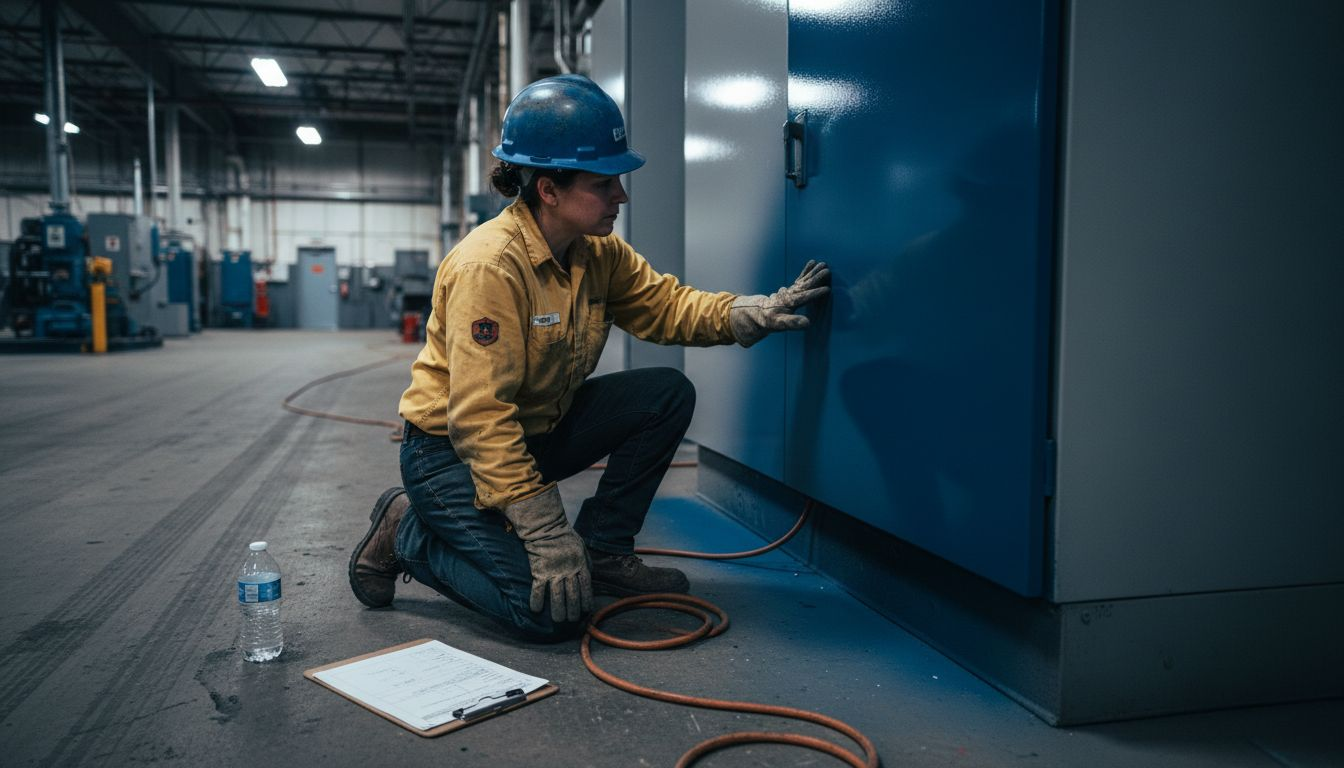 Engineer inspects eco-friendly coating application