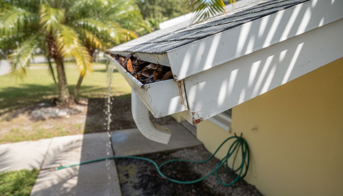 Overflowing gutter causing water damage