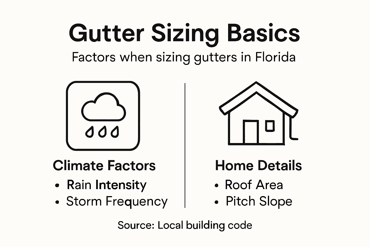 Infographic of gutter sizing factors and tips