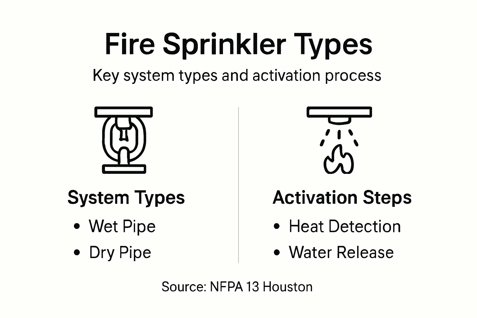Infographic showing sprinkler types and activation
