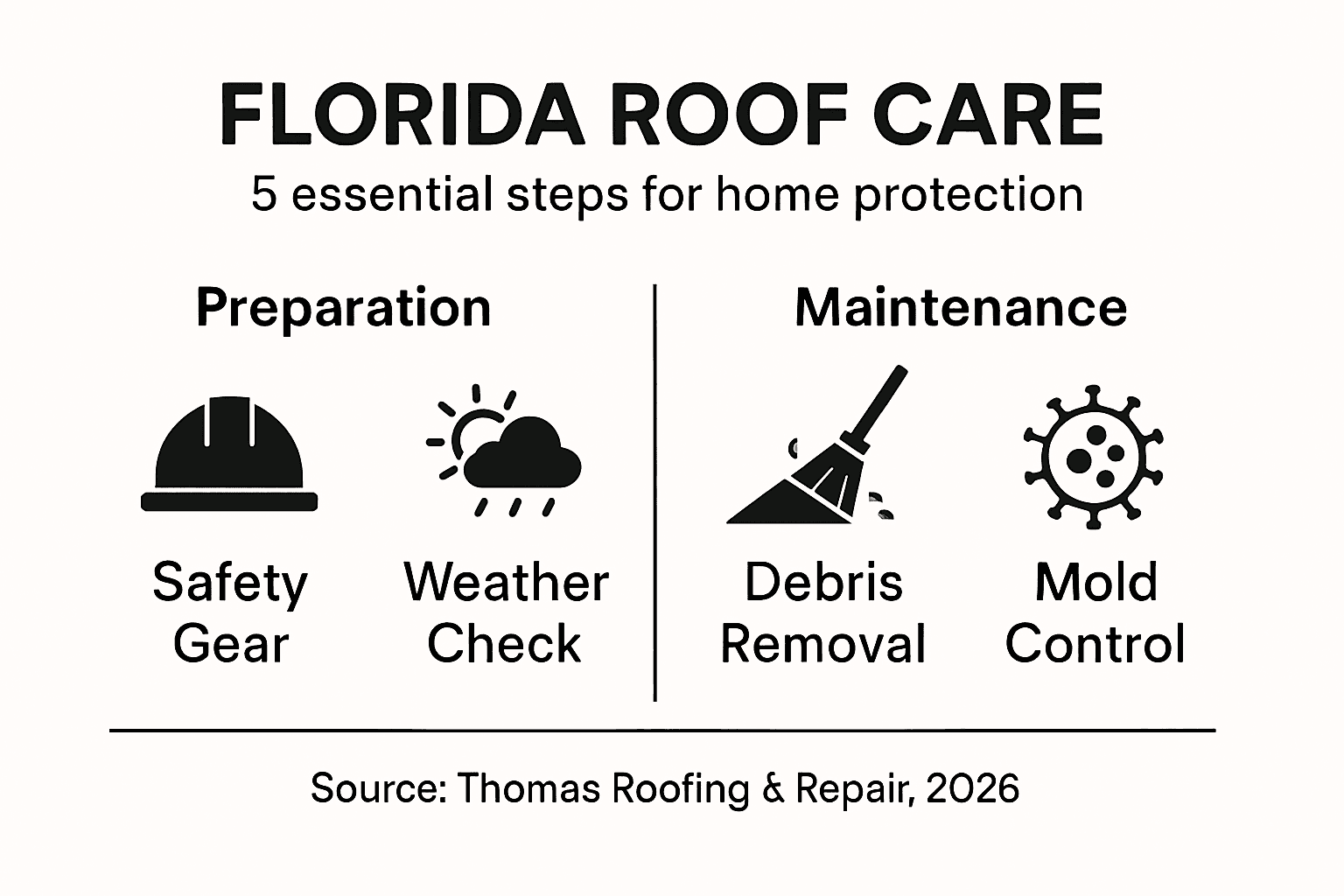 Infographic outlining Florida roof maintenance steps