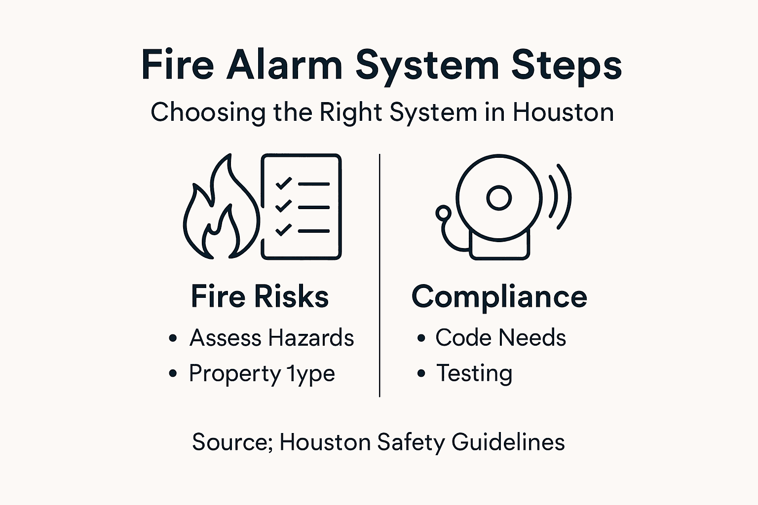 Infographic on Houston fire alarm system selection steps