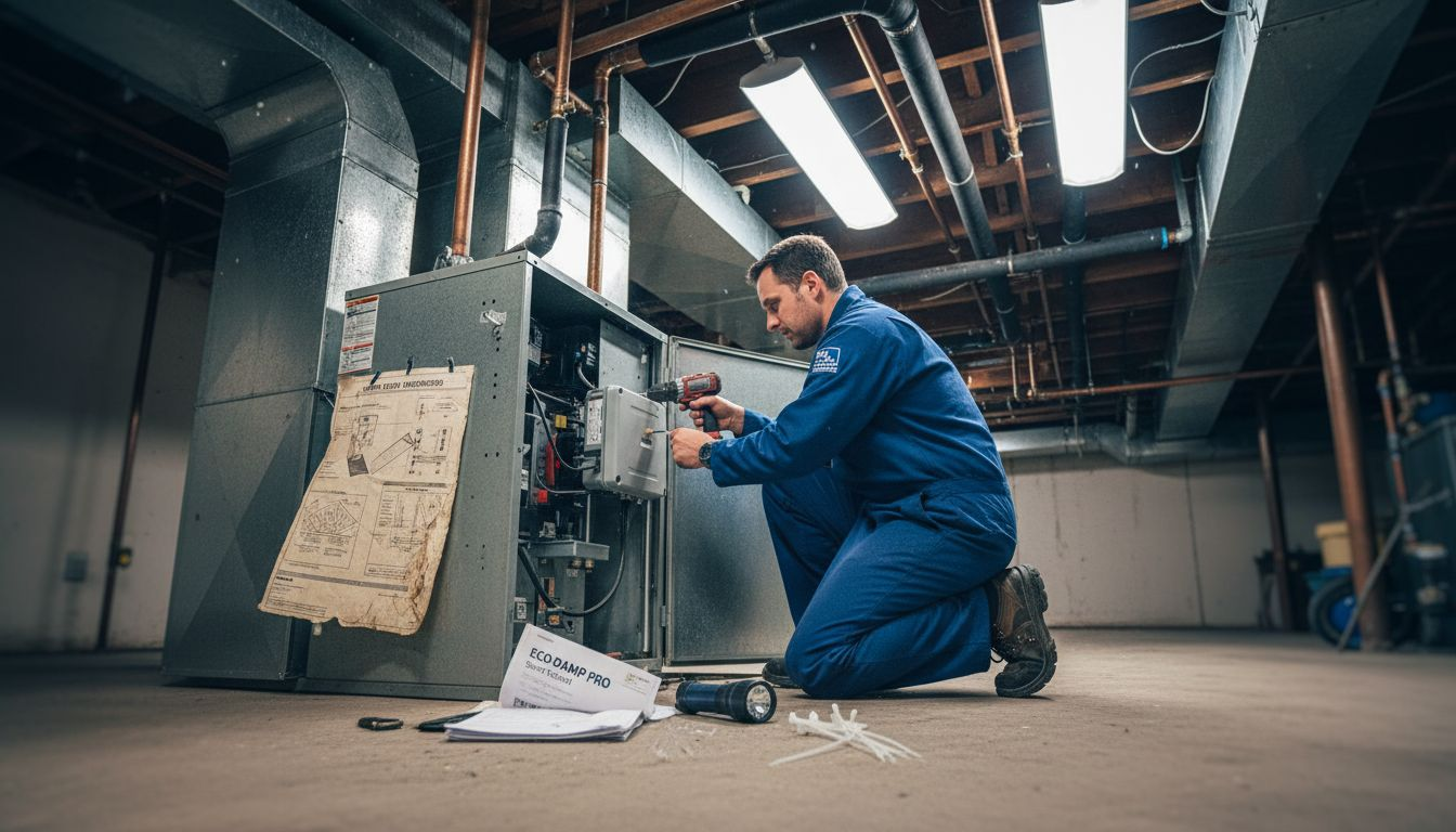 Technician installing HVAC zone control system