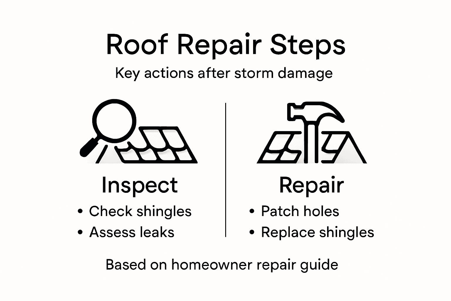 Infographic of roof repair steps and actions