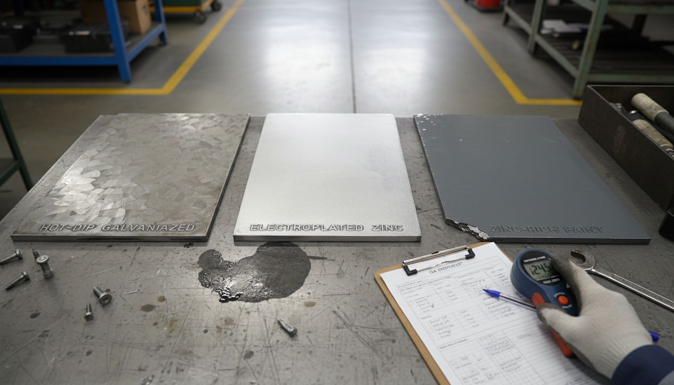 Steel samples with different zinc coatings