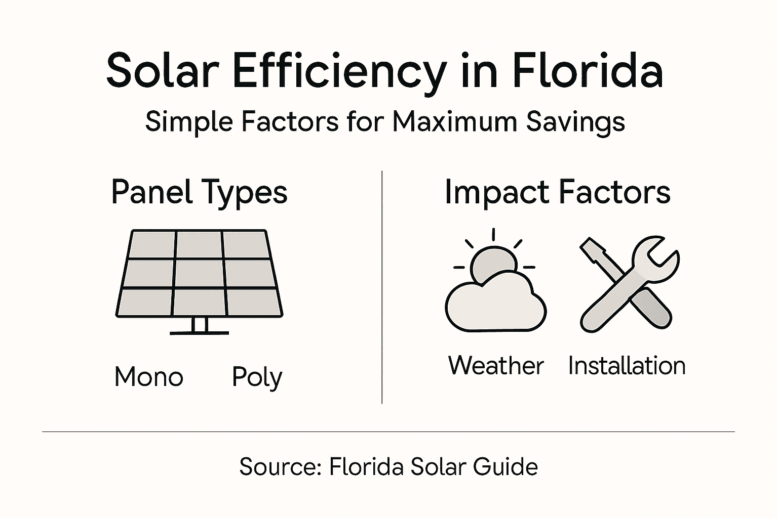 Solar Panel Efficiency Explained: Maximizing Florida Savings 1 Solar efficiency infographic for Florida homes