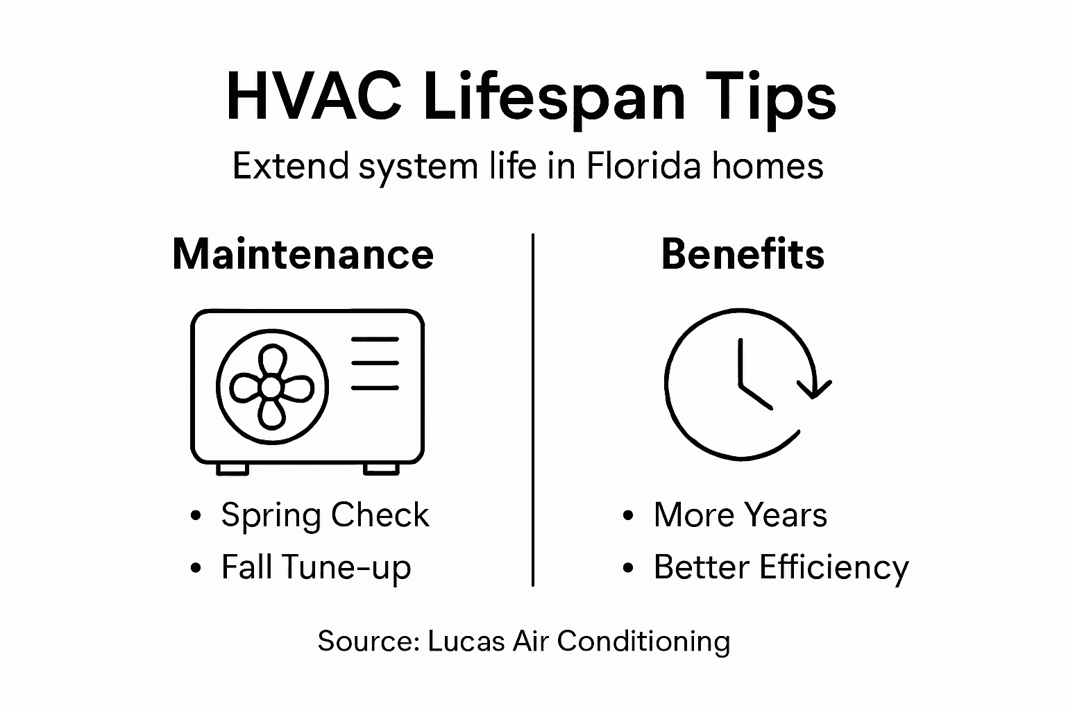 Infographic showing HVAC maintenance lifespan tips