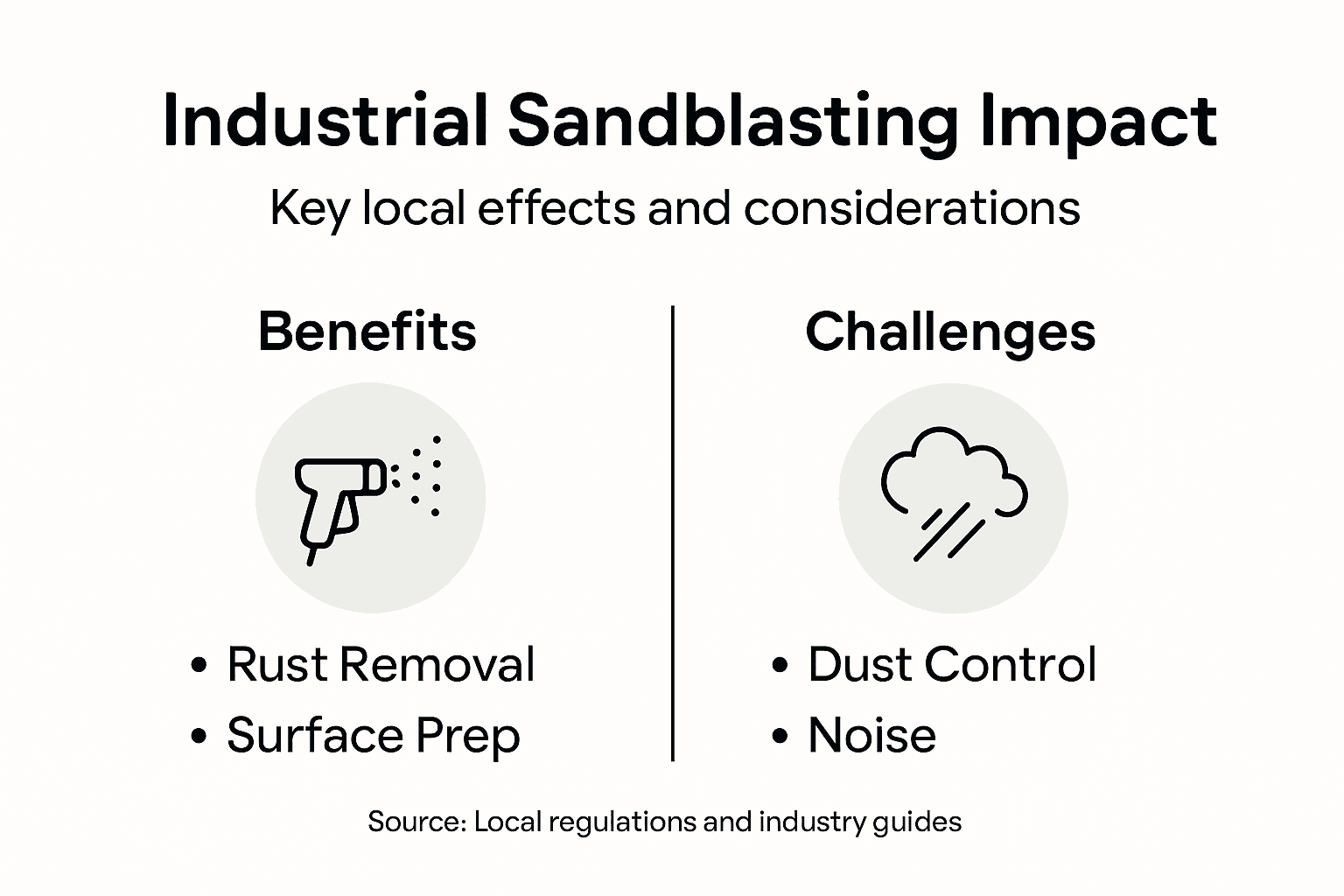 Infographic showing industrial sandblasting effects