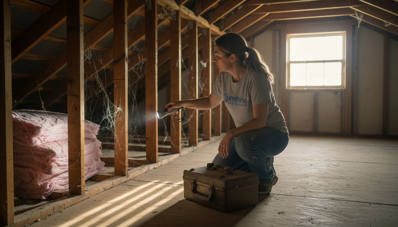 Attic roof inspection for leaks and damage