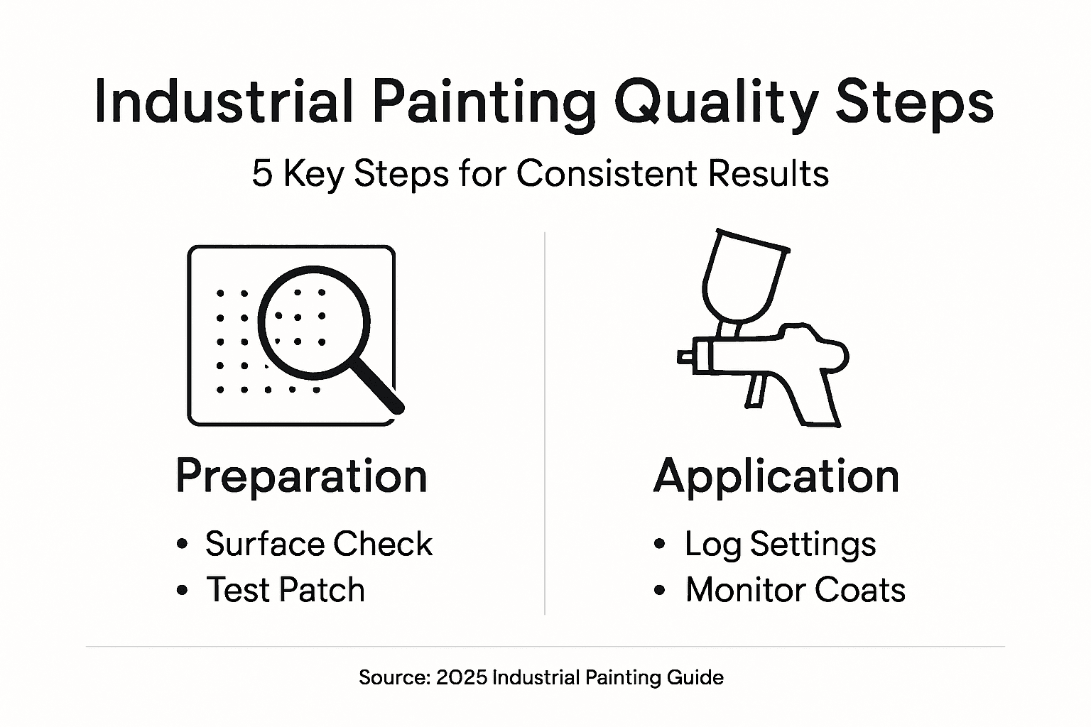 Infographic showing industrial painting quality steps