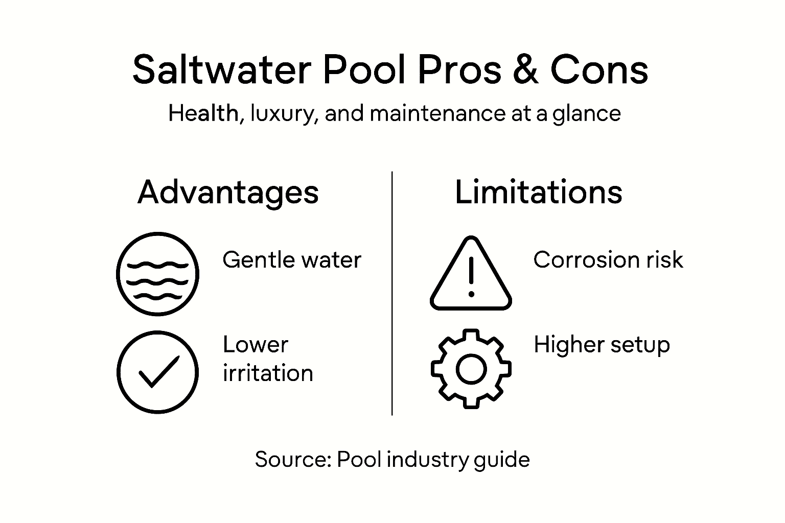 Saltwater pool infographic with pros and cons