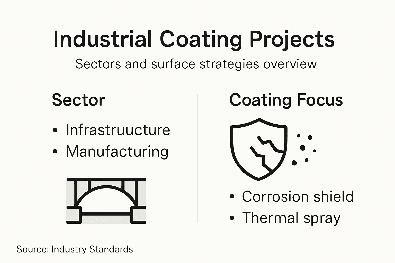 Infographic showing coating project types and sectors