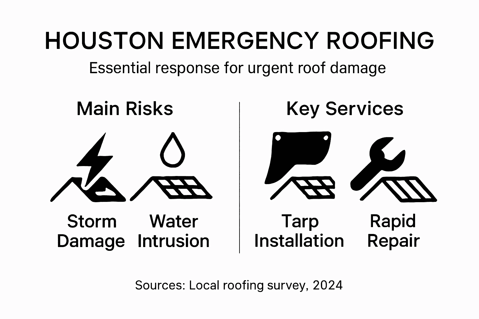 Infographic with risks and emergency roofing solutions