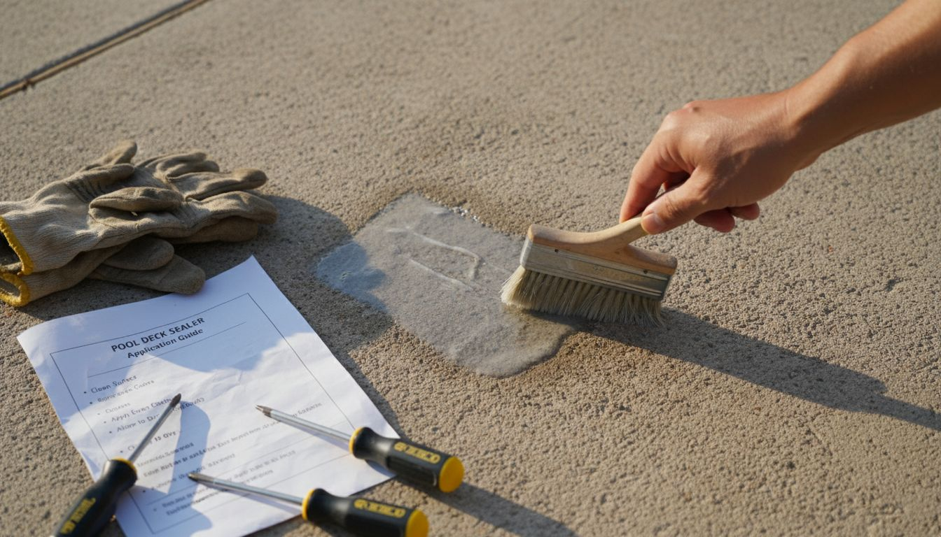 Testing sealer on pool deck patch