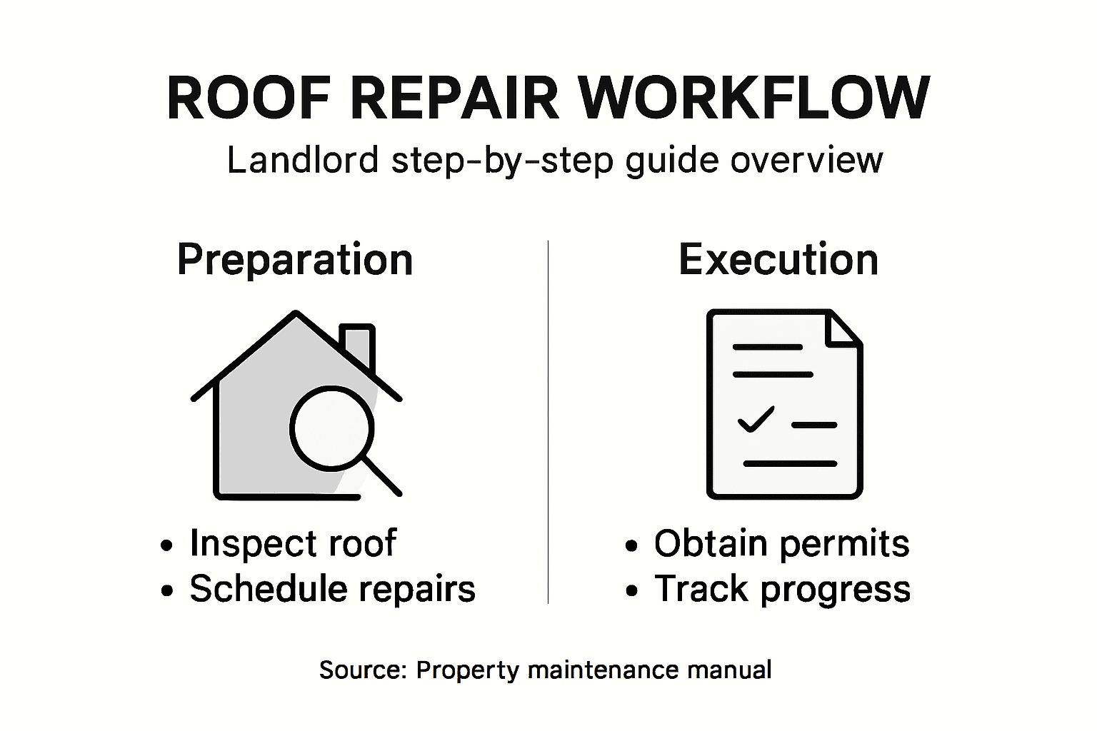 Infographic showing landlord roof repair steps