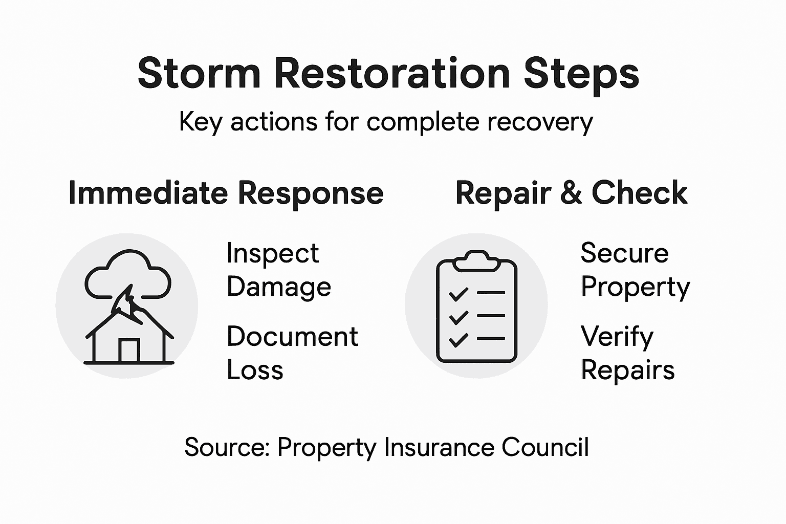 Infographic of storm restoration steps and actions