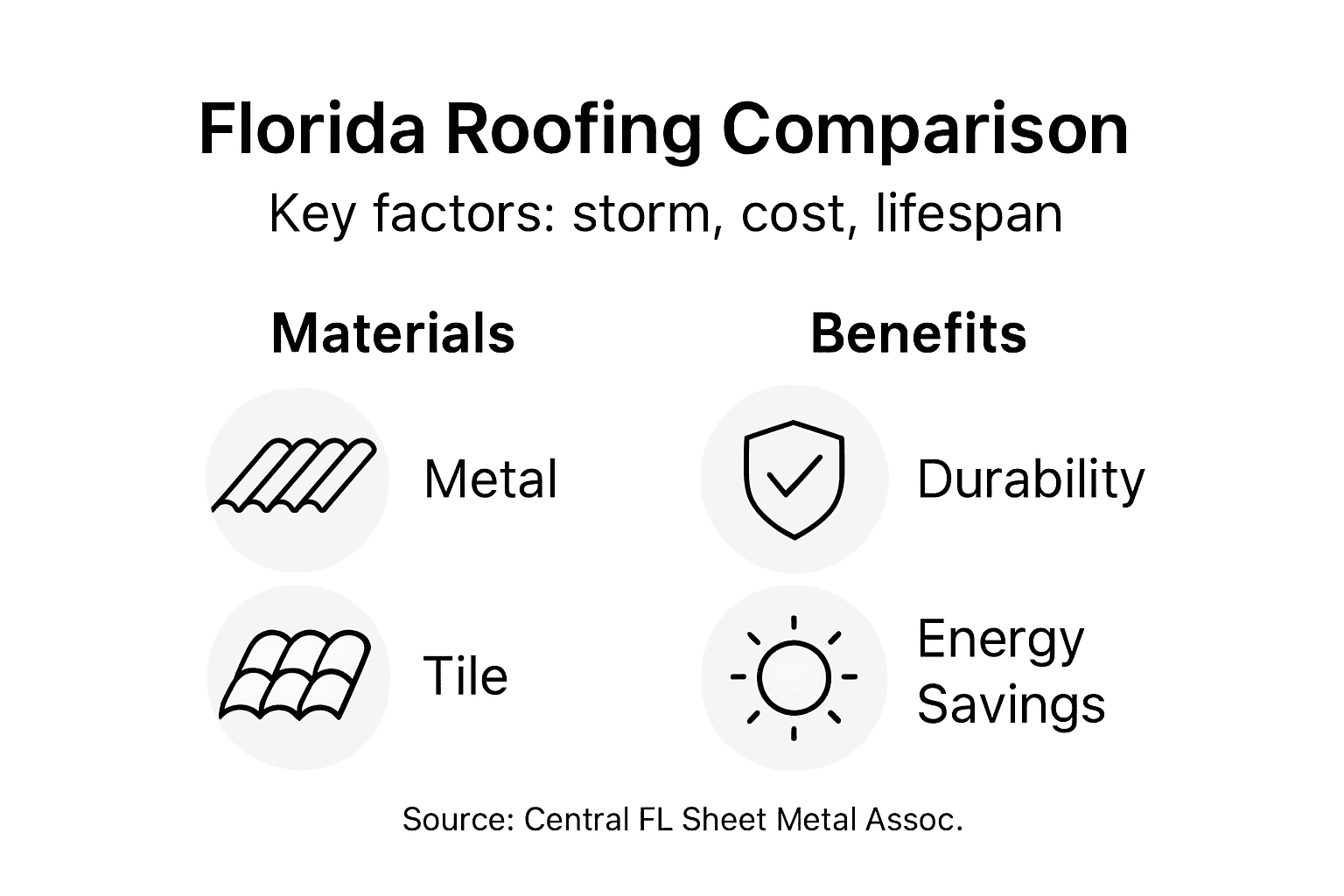 Infographic comparing Florida roofing materials