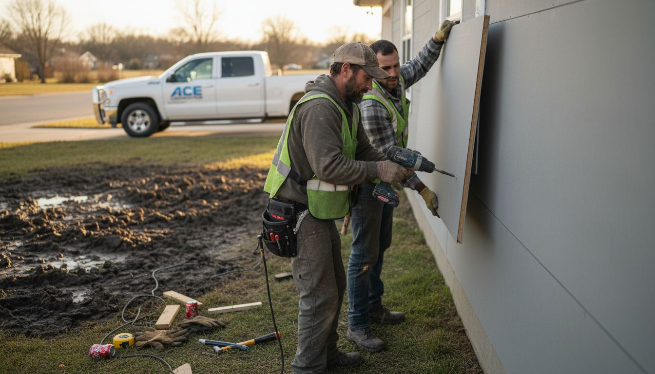 Workers installing energy efficient siding