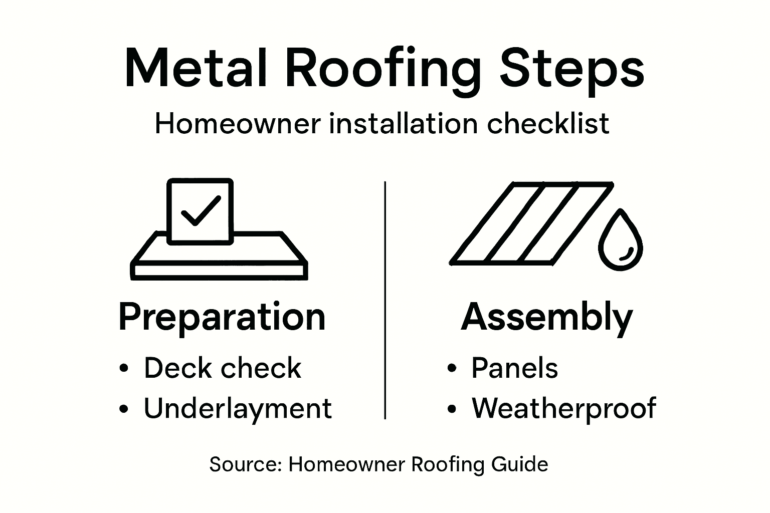 Infographic showing metal roofing installation steps