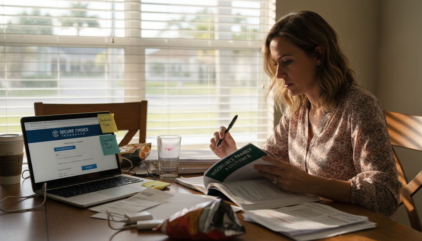 Homeowner reviewing roof insurance documents