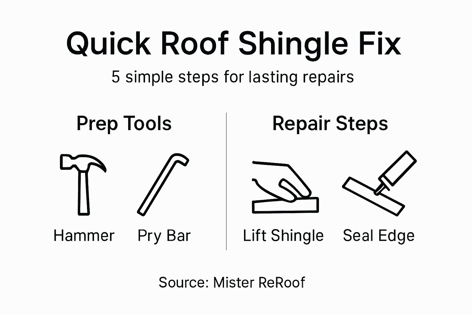 Infographic showing roof shingle repair steps