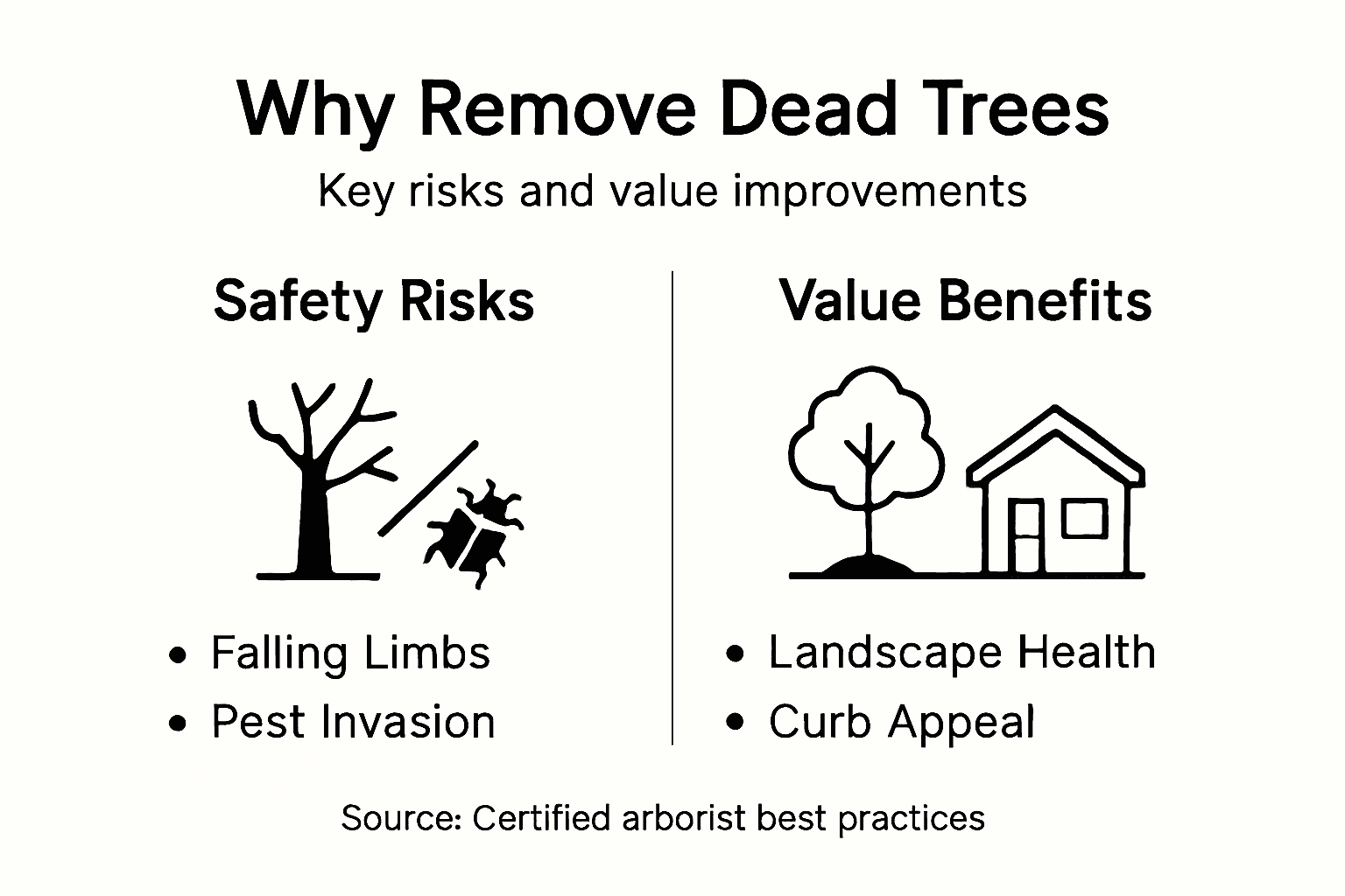Infographic summarizing dead tree removal benefits
